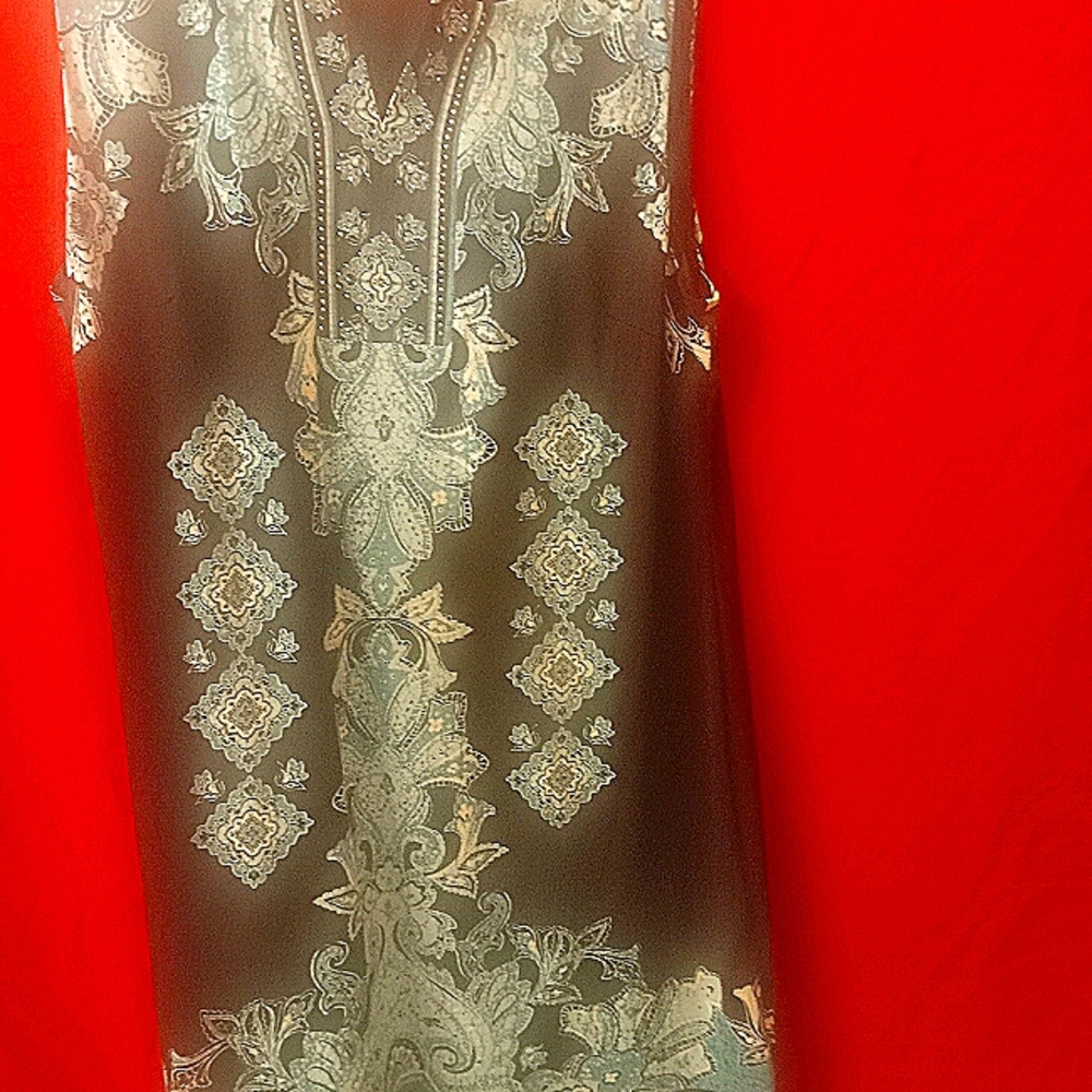 JM Collection Sheath dress XL black and turquois small v-neck